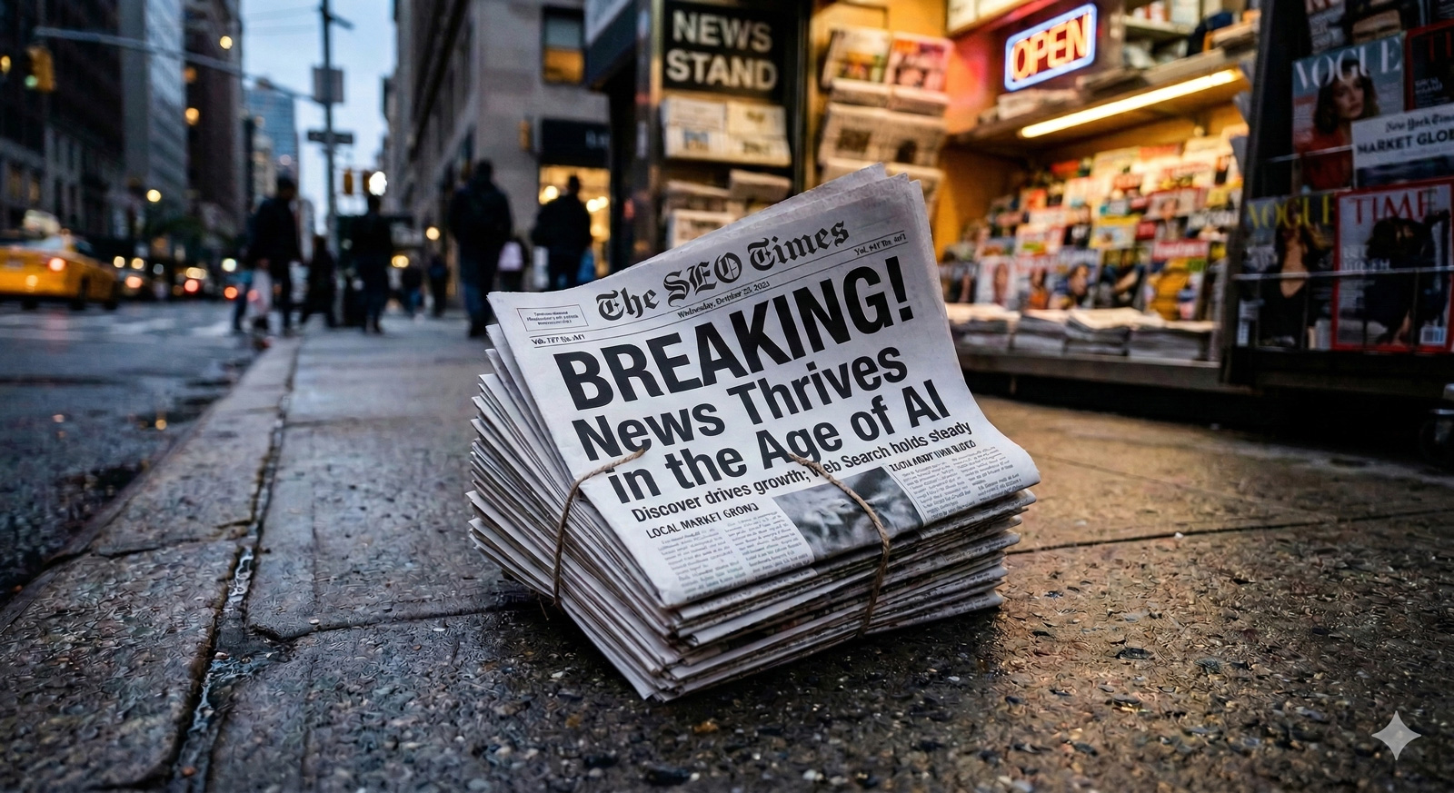 Breaking News Thrives in the Age of AI - newspaper headline illustration